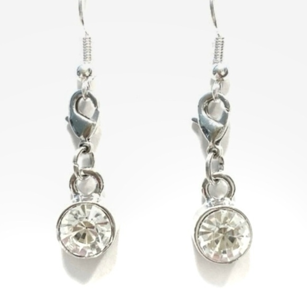 Silver Crystal Drop Earrings